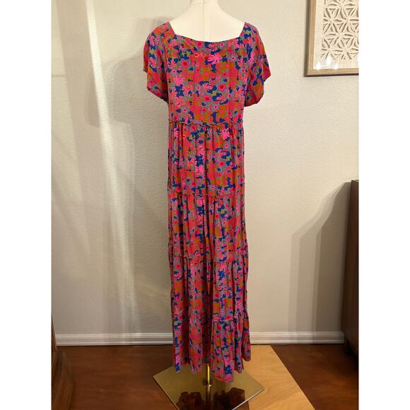 NATURAL LIFE Berkley Maxi Dress Floral Boho Cottagecore Pink Blue Green | MEDIUM - Picture 5 of 10